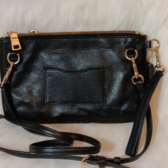 Coach Pebble Black Leather Double Zip Crossbody - Picture 2 of 9